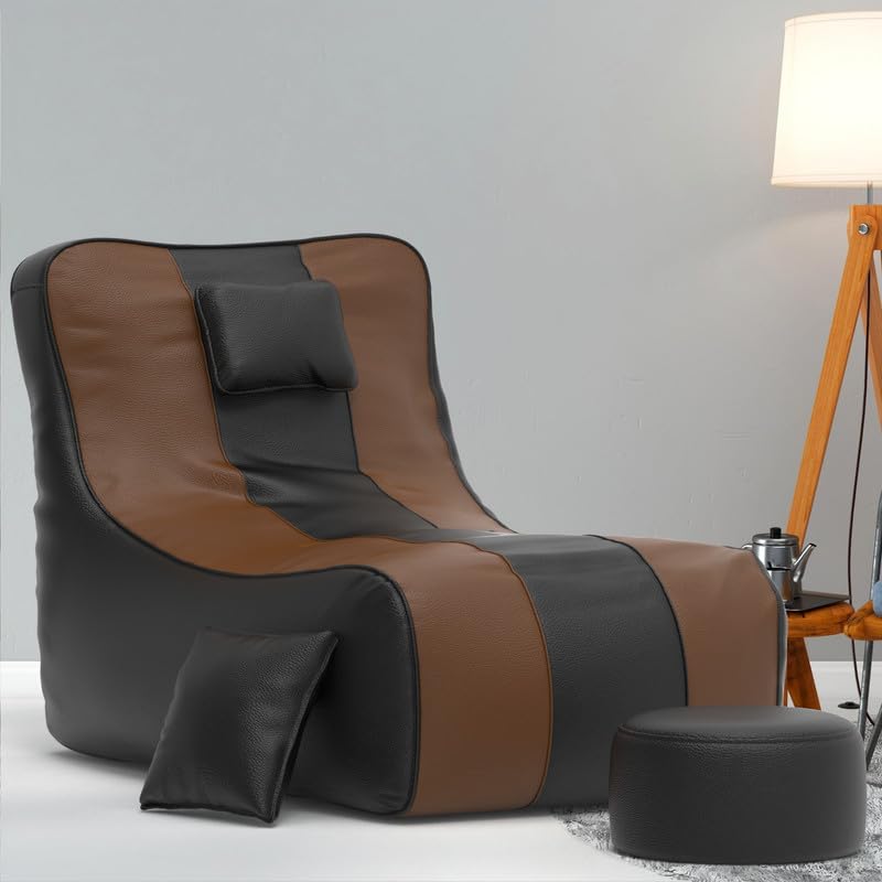 Biggie Bean Bag Chair 6XL with Beans Filled-Zuno Lounger-Laziness Pro Max-Crafted for Comfort-Styled for Elegance with Free Cushion & Footrest (Matching Color : Regular, Black Brown)-image-39