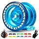 YOSTAR K1 Plus Reaktionsschnelles JoJo für Kinder Anfänger, Pro Yoyo Professionelles Kunststoff Yoyo mit Jo Jo Fall + Yo-Yo Handschuh + 12 Yoyo Schnüren (Kristallblau)