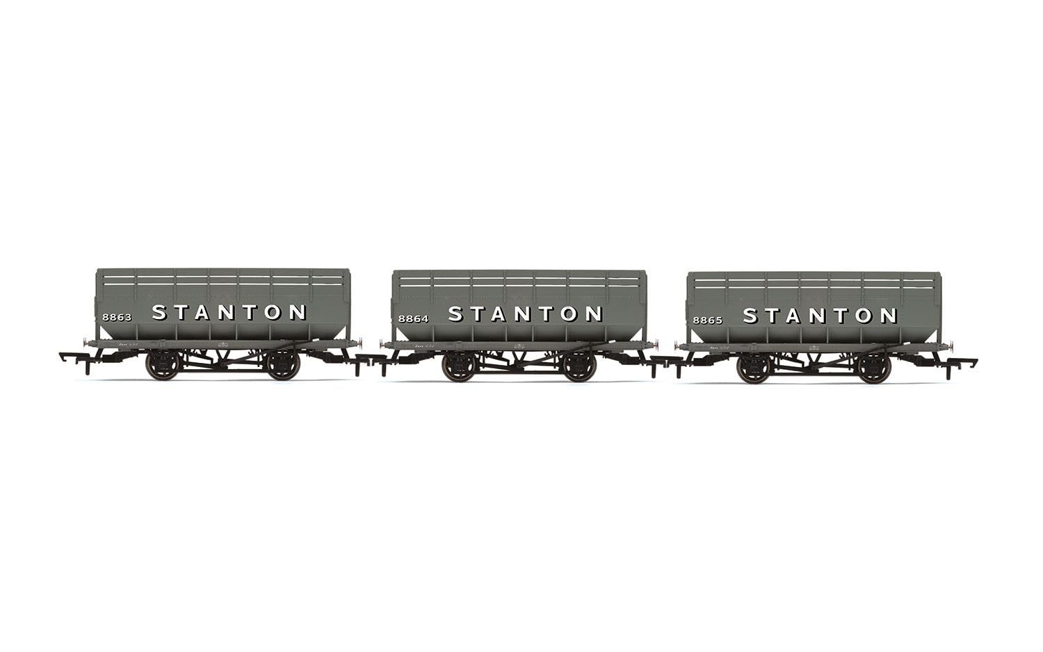 Hornby R60254 Stanton Ironworks 20T Coke Hopper Wagon Triple Pack Freight Wagons, Black and Orange, 00 Gauge