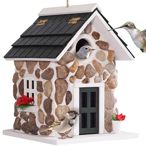 MIXUMON Bird Houses for Outside, Outdoor Bird House for Bird Families Bluebird Sparrow Finch Cardinals Hanging Birdhouse for Garden.