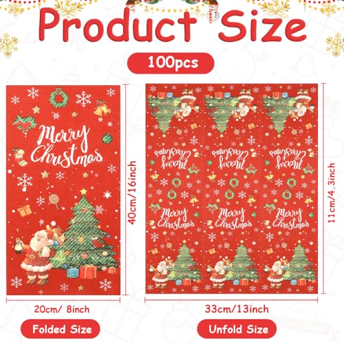 Christmas Napkins Disposable Hand Towels for Bathroom Christmas Cocktail Napkins Snowflake Santa Paper Napkin Guest Napkin for Xmas Winter Holiday Dinner Kitchen Party Decorations Supplies, 50 Pack – Image 5