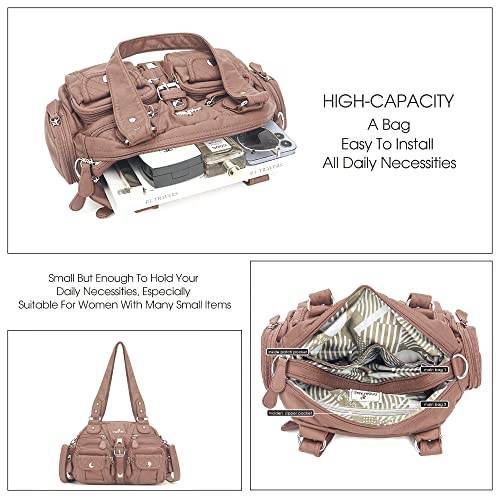 Image of Angel Kiss Hobo Crossbody Purses for Women Shoulder Bag Multipocket Soft Hobo Purses Removable Strap Leather Handbags