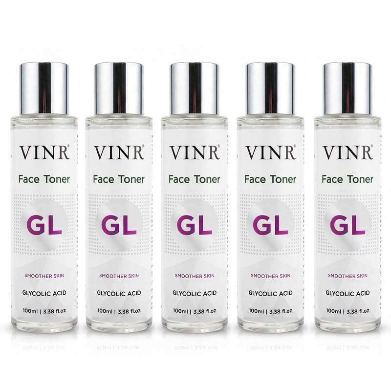 Image of VINR 7% Glycolic Acid Toner For Glowing Skin with 2% Niacinamide & 0.5% Hylauronic Acid |Dull & Uneven Texture, Pores & Blackheads | Hydrating Daily Face Toner for Women & Men | All Skin Types - 500ml(Pack of 5)