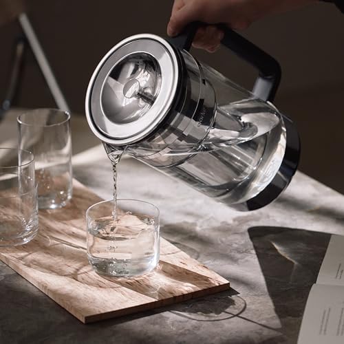 Aarke Purifier Glass Water Pitcher, Refillable Stainless Steel Filter, 8-Weeks Performance, BPA-Free, Dishwasher Safe, Pure & Enriched Refill Granules, 1.66L (7 Cups) Capacity - Image 4