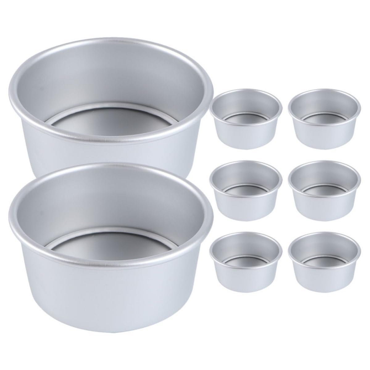Genérico Moldes para Hornear con Base Desmontable y Fácil de Limpiar Juego de 8 Redondos de Aleación de Aluminio para Repostería en Casa o Tienda de Pasteles