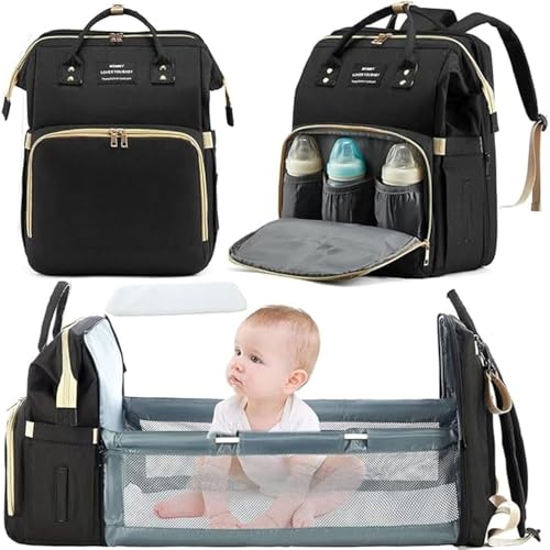 Mochila Maternidade Bebê Bolsa que Vira Berço, Troca Bebê, Porta Lenço, Fralda, Mamadeira Com Bolsos Térmicos, Prova D'água, Impermeavel, Alças Acolchoadas, Premium, Marca ATM (Vinho)