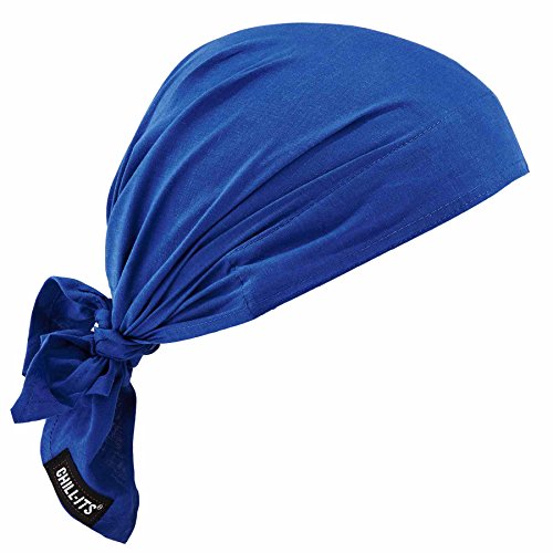 Ergodyne Chill-Its 6710 Evaporative Polymer Cooling Dew Rag, Solid Blue