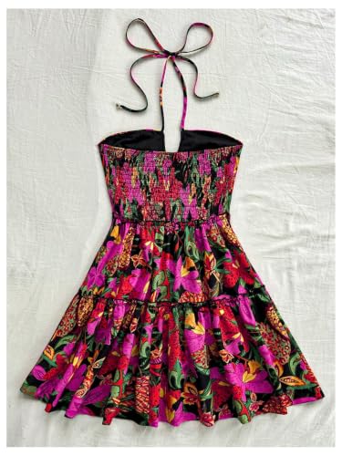 Image of Floerns Women's Floral Sleeveless Halter Milkmaid Boho Mini Dress
