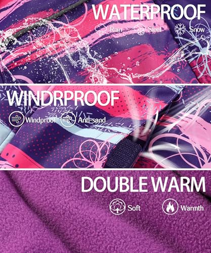 Hiheart Girls Warm Snowsuit Hooded Ski Jacket + Pants 2 Pcs Set3