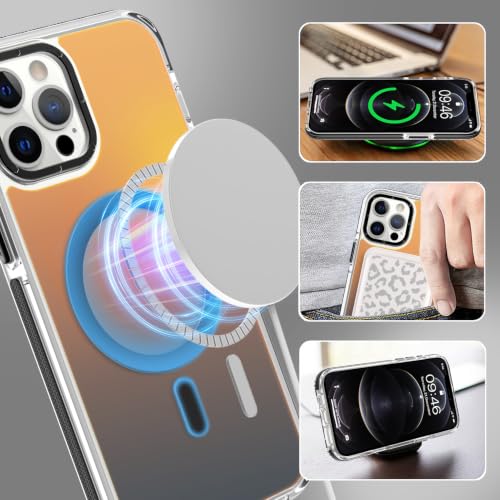 Image of Magnetic Case for iPhone 12 Pro Max [Compatible with Magsafe] [Cute Fashion Fluorescent Design] [1 Screen Protector] Slim Translucent Matte Case for iPhone 12 Pro Max 6.7 inch 2020, Black