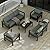 7 Seats Aluminum Patio Furniture Set, 5 PCS Outdoor Sectional Conversation Set With 4" Wide Armrest, Backyard Sectional Sofa Set With Coffee Table & Thick Cushions, Grey
