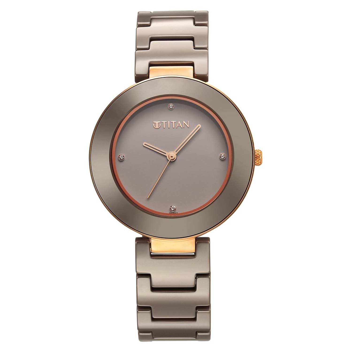 Titan Purple Ceramics Quartz Analog Brown Dial Brown Ceramic Strap