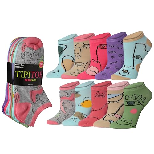 Image of Tipi Toe Women's 10 Pairs Lightweight Colorful Socks - Fun Low Cut Patterns for All-Day Comfort and Easy Everyday Style