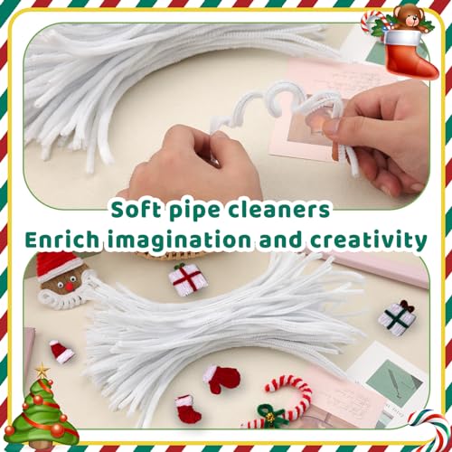 Image of Hssugi Pipe Cleaners 100PCS White Pipe Cleaners Craft Supplies | Pipe Cleaners Craft Supplies, Pipe Cleaners Bulk Fuzzy Sticks for DIY Art and Craft Projects Home Decoration