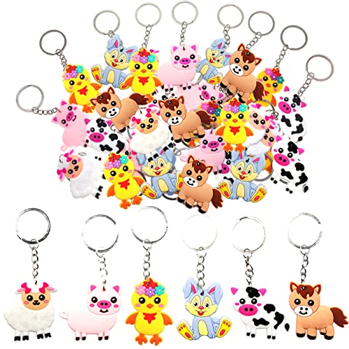 30 Pièces Porte-clés Animal de Dessin Animé,Mini Porte clé,Keychains pour Les Cadeaux des Enfants,pour Sac à Main Sac à Dos Porte-clé Décorations Mignon pour Noël Enfants Cadeau de Fête Cover