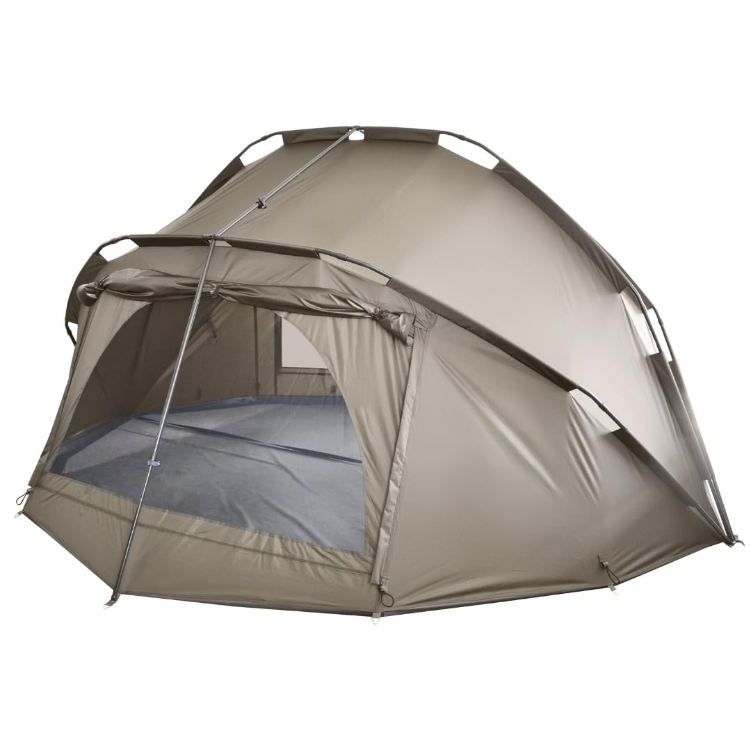 MK-Angelsport 5 Seasons 3,5 Mann Angelzelt Bivvy – Wasserdicht 10.000 mm, schneller Aufbau, 1,8 m Höhe, Moskito- & Klarsichtfenster, inkl. Bodenplane & Tragetasche
