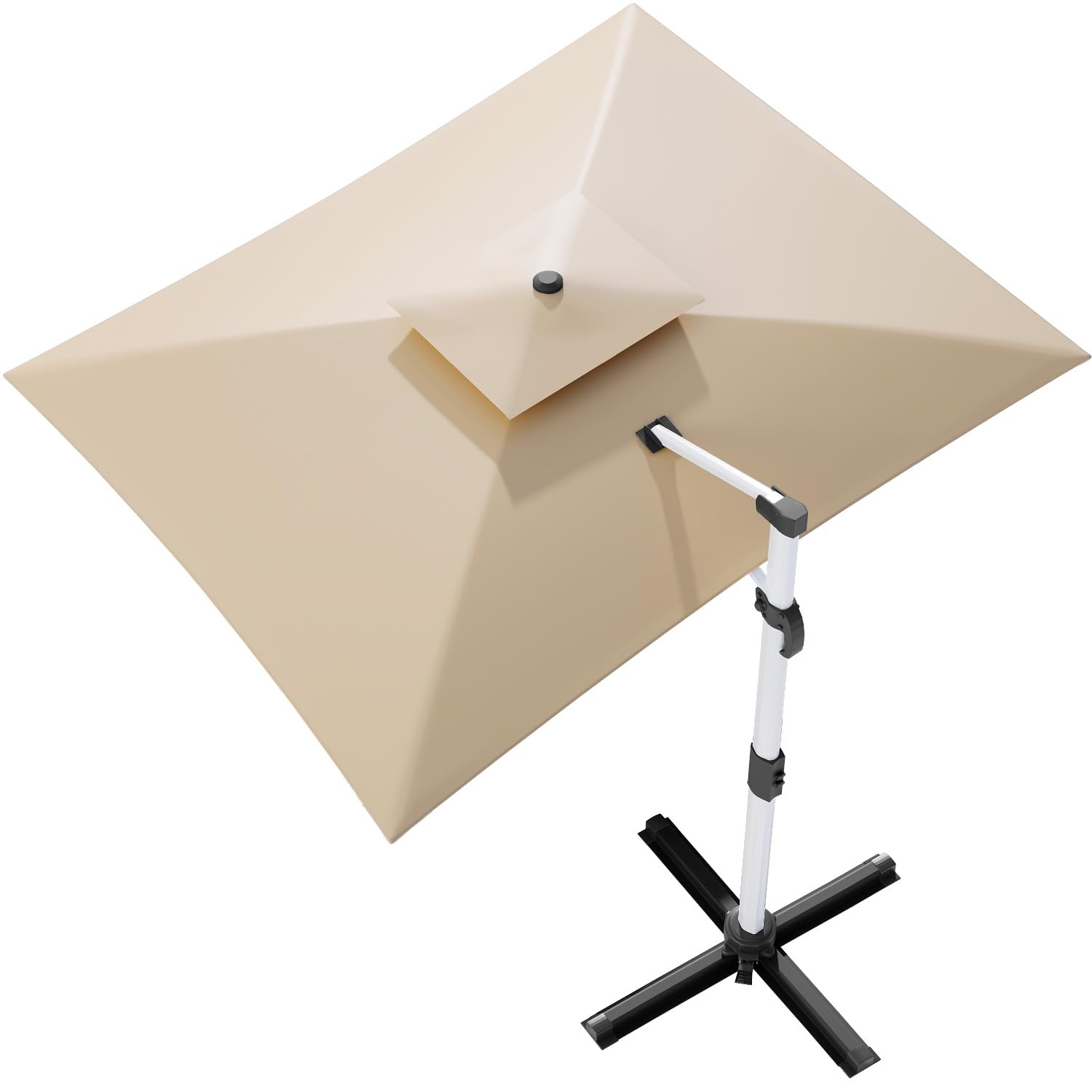Parasol déporté 3x4 m imperméable beige avec manivelle et sa housse