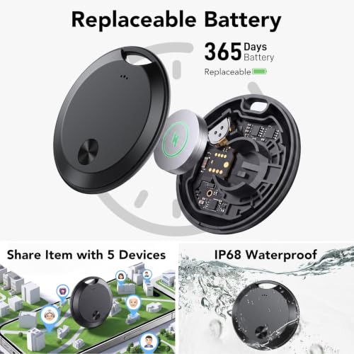 Image of 2026 Air Tracker Tags Item Locator for Android & iOS Bluetooth Tracker Smart Tags Compatible with Apple Find My (iOS) & Google's Find Hub(Android) for Keys, Luggage, Wallet, Vehicles Black (4 Pack)
