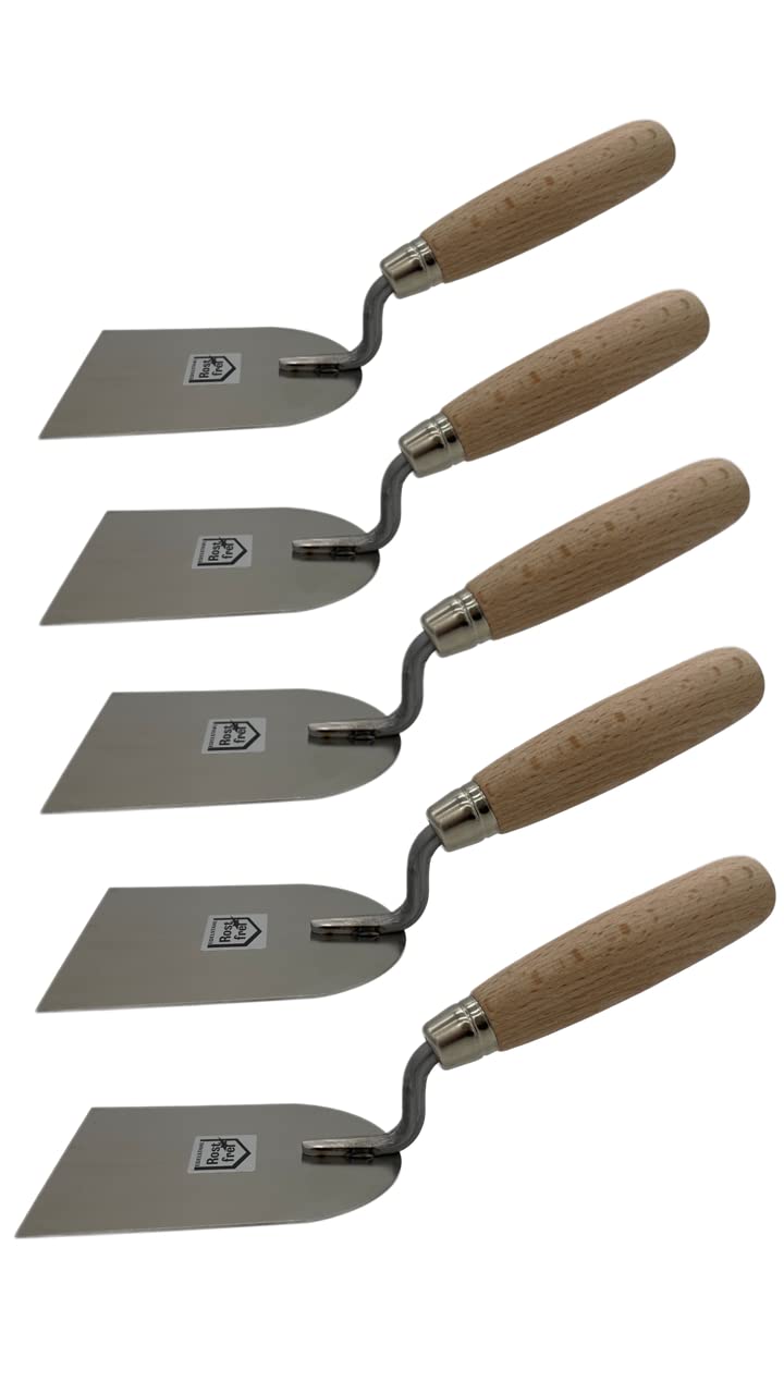Gipserspachtel aus Edelstahl mit Holzgriff Stukkateurspachtel Traufel Spachtel Spatel (Gipserspachtel 80mm | 5 Stück)