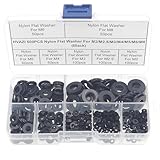 HVAZI 500PCS Nylon Flat Washer For M2 M2.5 M3 M4 M5 M6 M8 Screw Bolt(Black)