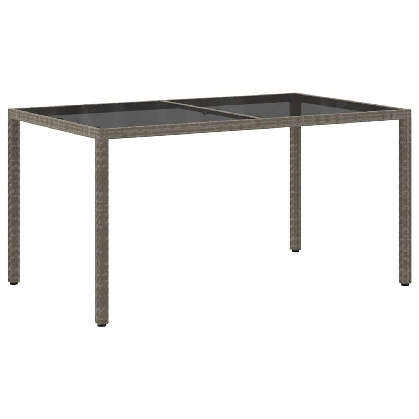 Stół ogrodowy 150 x 90 cm, polirattan, szary | Płyta ze szkła hartowanego, stal malowana proszkowo, odporna na warunki atmosferyczne, wytrzymała konstrukcja na taras