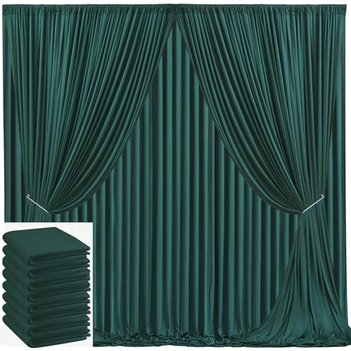 Image of 40x10ft Hunter Green Backdrop Curtain for Wedding Parties Wrinkle Free Fabric Dark Green Drapes Backdrop Decoration for Baby Shower Birthday Photography Decoration 8 Panels, 5ft x 10ft