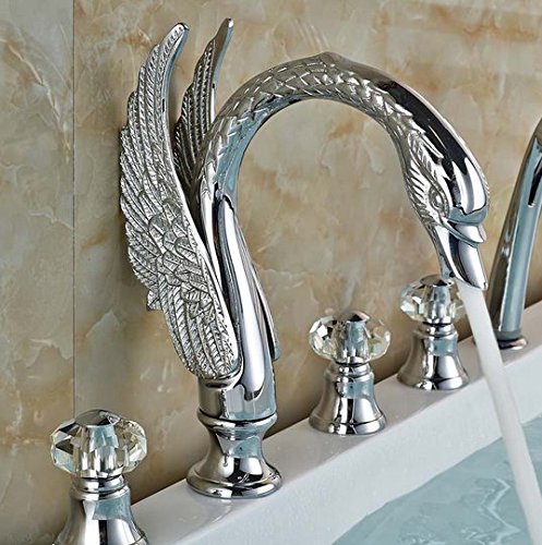 Mitigeur de baignoire haut de gamme en forme de cygne chromé - 3