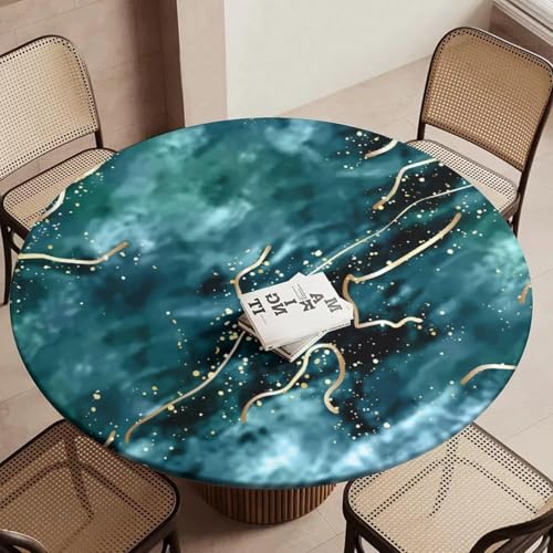 Nappe ronde moderne en polyester de qualité supérieure motif marbre vert - 2