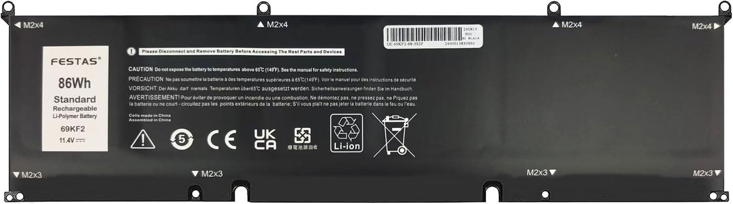FESTAS 69KF2 Batterie Compatible avec Dell XPS 15 9500 Precision G15 5510