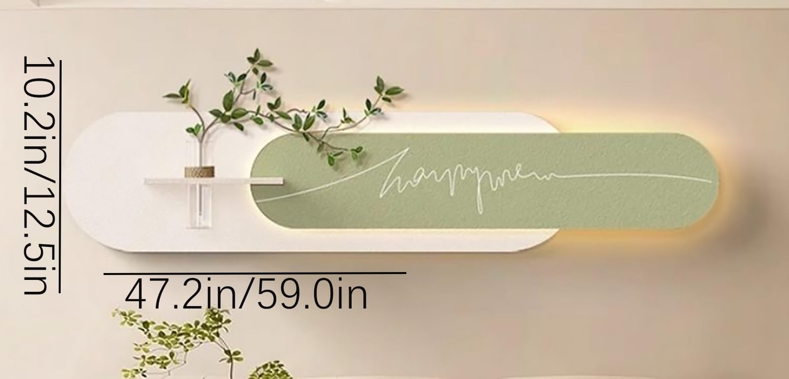 Planta Verde LED de imitación Arenisca 3D con jarrón para almacenar Agua, Decorativa con Enchufe para la Entrada del hogar, Sala de Estar, recibidor (B 12.5" L x 59" W)