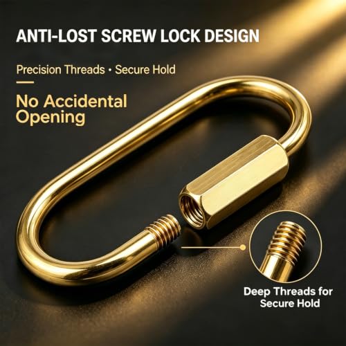 Image of ZHZ Brass Key Rings, Keychain for Men & Women, Bag Charms, 6 Pack | Secure Screw Lock, 12 O-Rings, Charm Holder for Handbags, Purses, Tote Bags & Backpacks