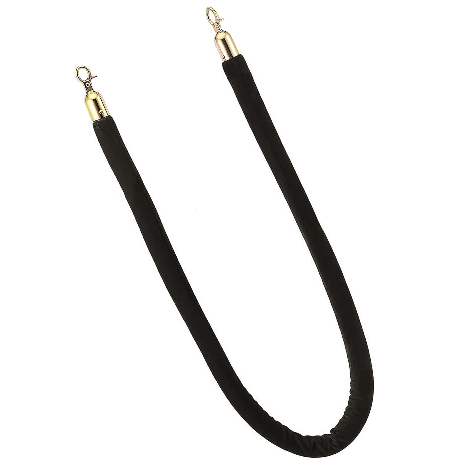Aioneer Yellow Retractable Crowd Control Rope With Stainless Steel Hooks, 1.5M - Barrier For Restaurants & Hotels, Twisted Post Rope For Visitor Management-Black-0.6M/24Inch/2Ft