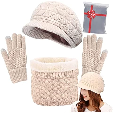 CheChury Gorras Invierno con Bufanda y Guantes Mujer Cover