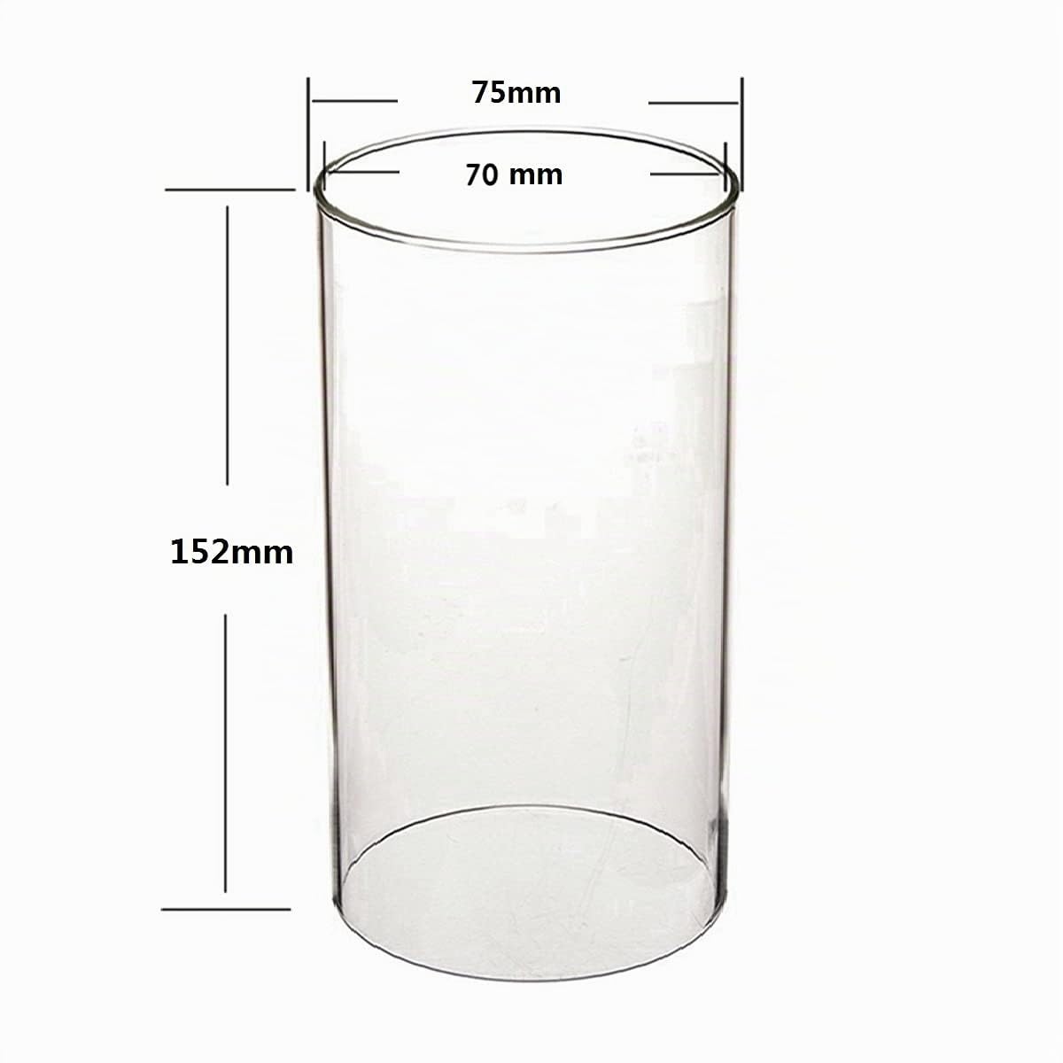 Juego de 2 portavelas cilíndricas de cristal, candelabro de cristal sin fondo, candelabro transparente para pilar, tubo abierto grande de 7,5 cm, altura 15,2 cm