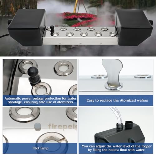MUYIRTED Nebelmacher, Ultraschall Vernebler 10-Kopf 7L/ H Nebelbefeuchter, Nebelmaschine Mit 400w Netzteil Und Boje, Nebler Fogger Kann Für Terrarien, Teichen, Springbrunnen, Halloween Und Weihnachten