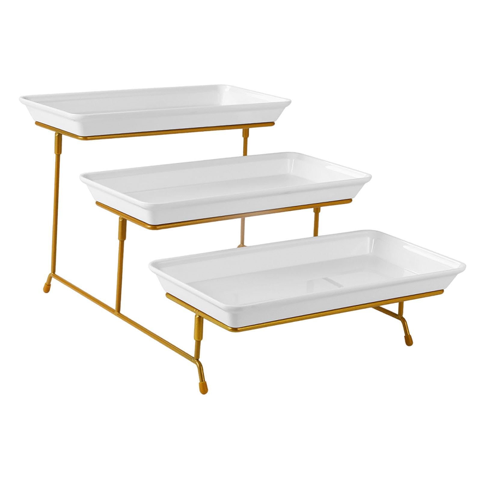 Cupcake Display Stand Bandeja Triple para Frutas Tartas Y Dulces Material Robusto Y Uso Prolongado Diseño Elegante Y Apilable Adecuado para F, Oro, Individual