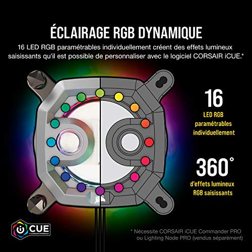 Corsair Hydro X Series, XC9 RGB Waterblock pour Processeur pour Intel LGA 2011/2066 ou AMD sTR4 Sockets (Refroidissement de Processeur Exceptionnel, Personnalisable Éclairage RGB Intégré) Chrome