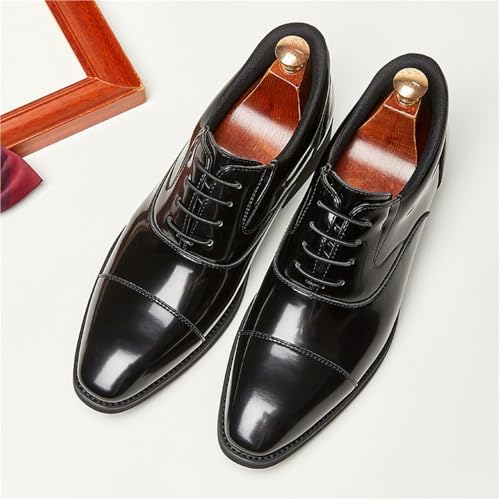 Mens Slip On Patent Leather Oxford Shoes Pointed Toe British Style Soft Sole Business Formal Split Toe Dress Shoe2