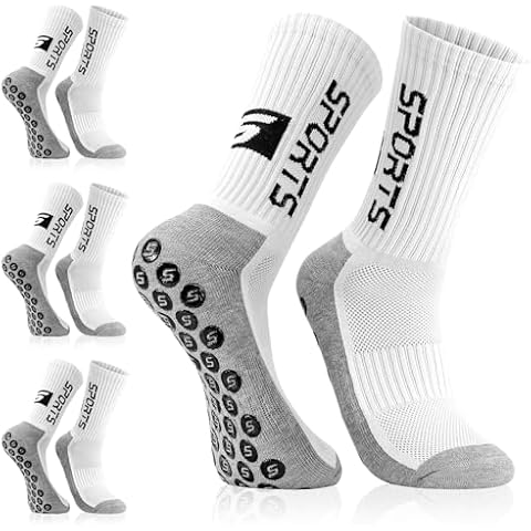 Zuimei 3 Pairs Grip Socks Football Grip Socks Mens Football Socks White Sports Socks Non Slip Football Socks Cover