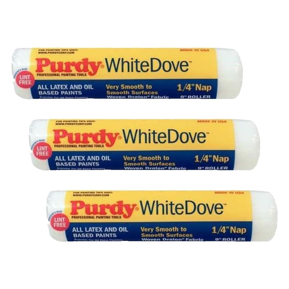 Purdy 144662091 White Dove Roller Cover, 9 inch x 1/4 inch nap (Pack of 3)