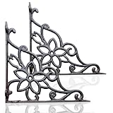 Z Metnal Cast Iron Heavy Duty Shelves Bracket, 9.75 inch Decorative Shelf Brackets, 90° Right Angle Wall Hanging, Vintage Style, Sturdy Countertop Brackets, Mantel Brackets, 2 Pcs
