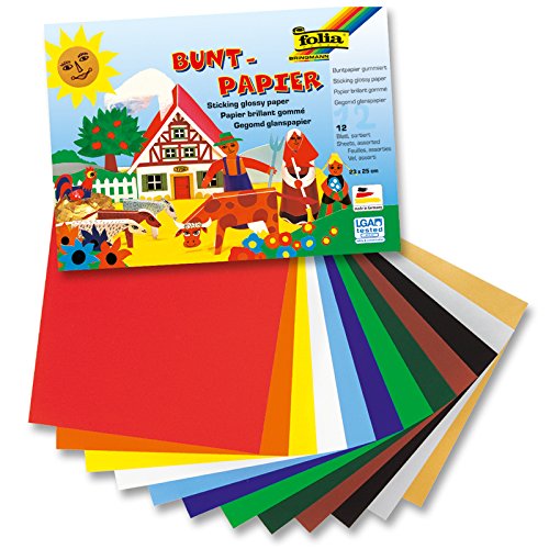 NEU Glanzpapier gummiert, 23 x 25 cm, 12 Bogen