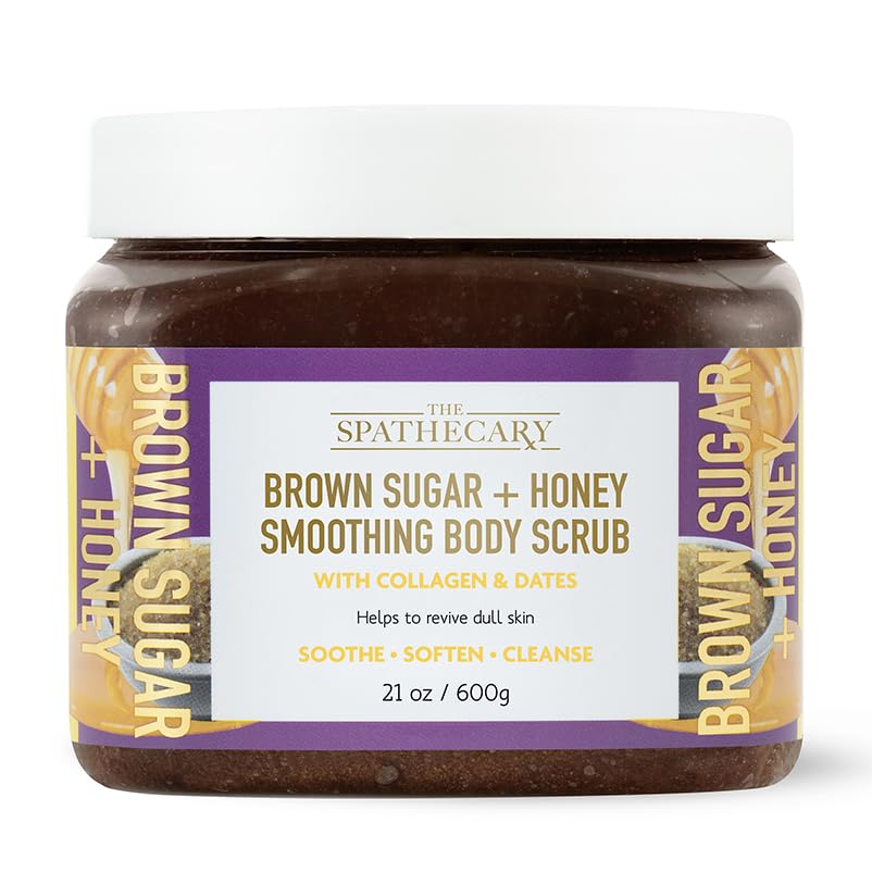Image of Brown Sugar & Honey Body Scrub - Exfoliating & Hydrating Sugar Scrub With Collagen and Dates to Help Revive, Smooth, and Soften For Radiant Skin, Body Care Exfoliator & Cleanser, 21 oz