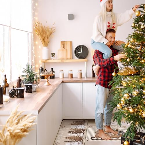 Tapis de cuisine de Noël marron pour une décoration festive