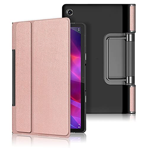 INSOLKIDON Compatible con Lenovo Yoga Tab 11 YT-J706F Tablet Funda Protectora Trasera de Cuero Bumper Protección de Cuerpo Completo Funda Protectora de Cuero (Oro Rosa)