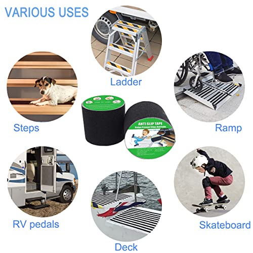 Anti Slip Tape, High Traction,Strong Grip Abrasive, Not Easy Leaving Adhesive Residue, Indoor & Outdoor (4" Width X 190" Long, Black) #TOP5