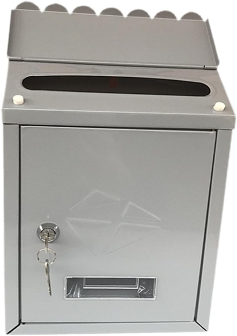 NUOBESTY 1pcs Retro Wall Mount Mailbox Tinplate Suggestion Box Mailbox Lock Vintage European Style for House