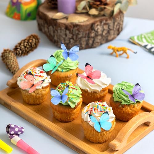 50 Stück Essbare Schmetterlinge für Torte Bunte Schmetterling Deko Torten Kuchen Deko Esspapier Tortendeko Schmetterling für Mädchen Geburtstag Jahrestag Hochzeit Baby party