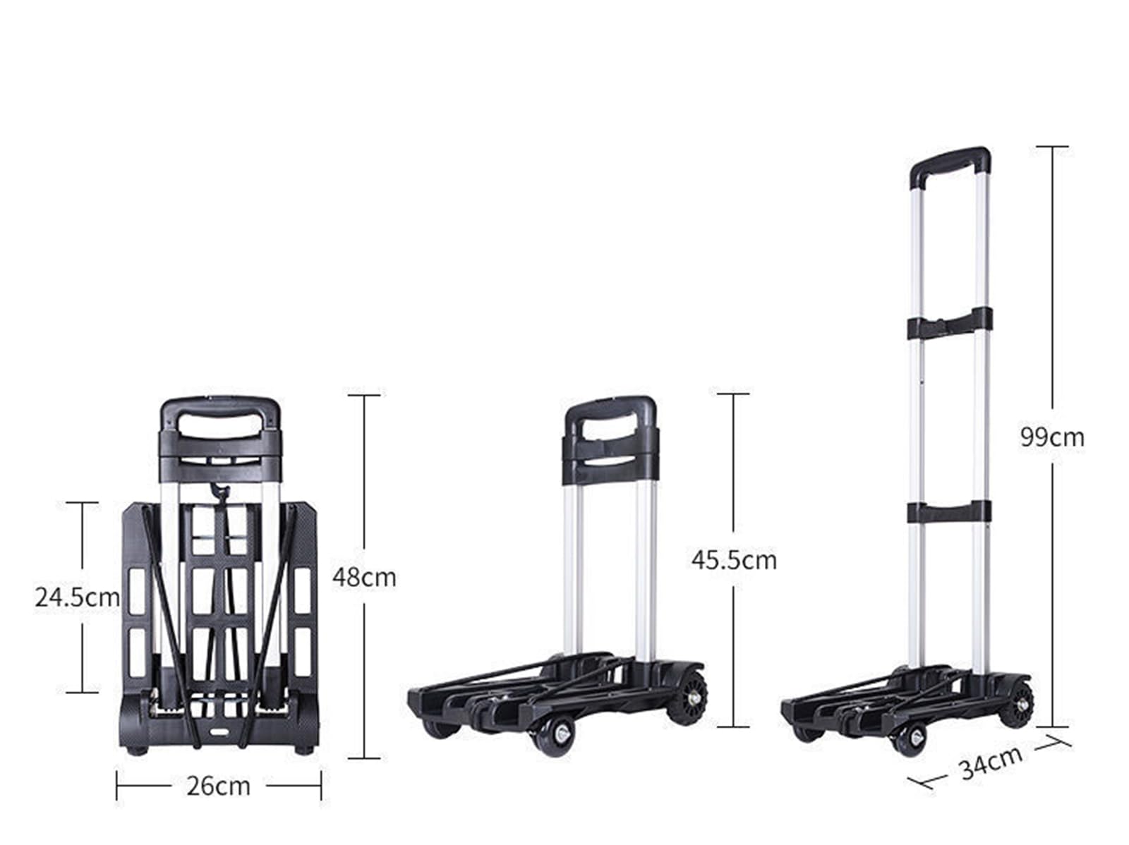 Carrello per Bagagli da Viaggio da Viaggio 4 Ruote Pieghevole Compatto Zaino Leggero Carrello per Bagagli rotolanti per Borse, portatori di Animali Domestici,