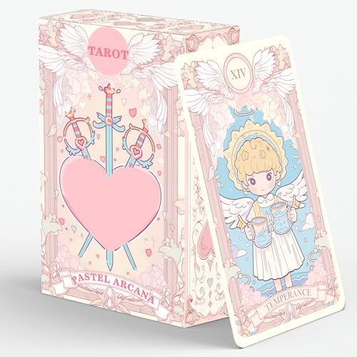 Han Yu Bowen Pastel Arcana Tarot Deck, 78 Pink Aesthetic Design Tarot Cards with Guidebook, Modern Witch Tarot for Beginners and Experienced Readers, Divination and Spiritual Growth Tool